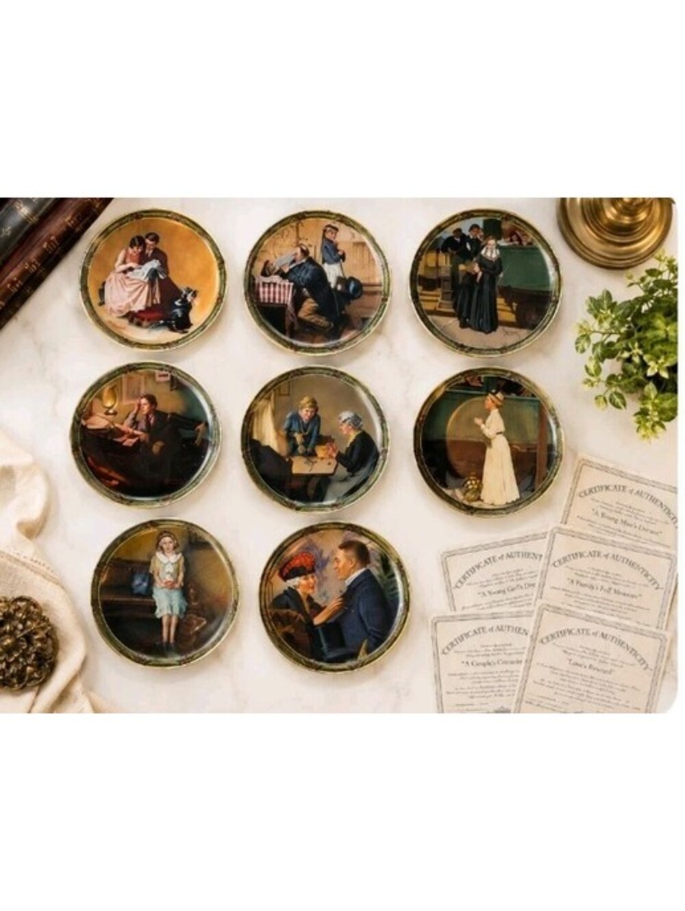 Vintage Norman Rockwell Collector Plates Lot w/ COAs American Dream Series 8pc